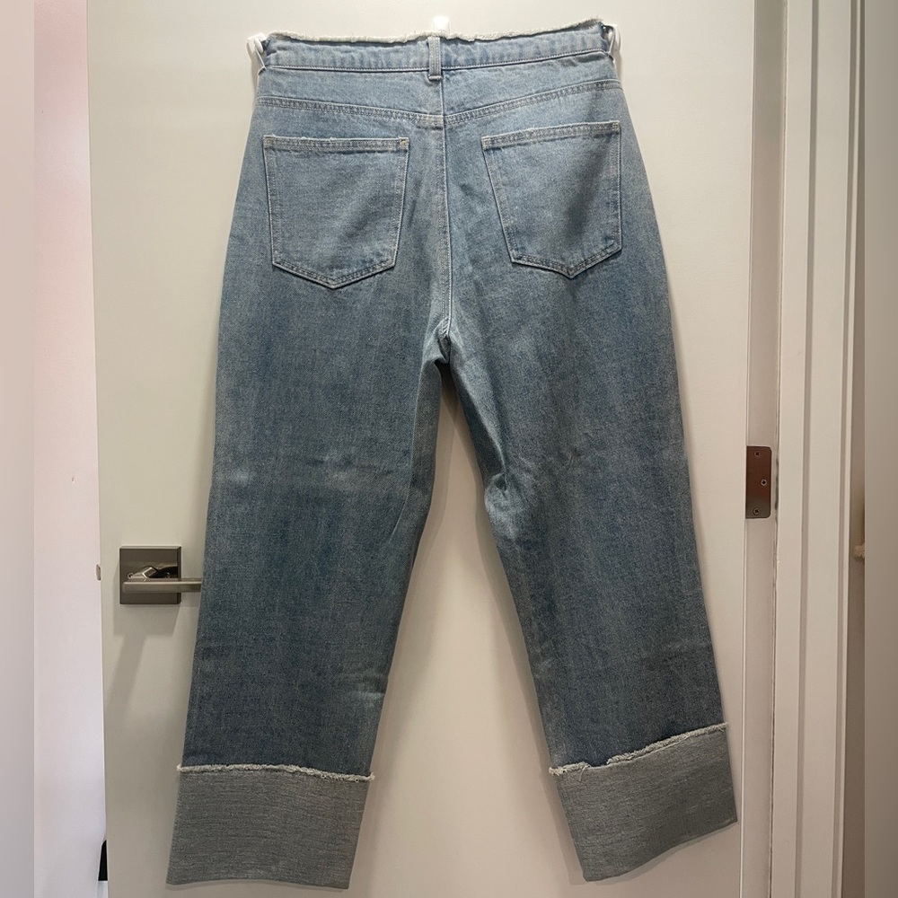 Oak + Fort Cuffed Straight Blue Jeans - Picture 8 of 8